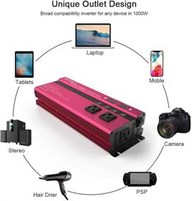 img 1 attached to 🔌 EBTOOLS Инвертор автомобильного напряжения 1000 Вт/2000 Вт с цифровым дисплеем - преобразует 12 В постоянного тока в 110 В переменного тока для бытовой техники, чрезвычайных ситуаций, штормов - 3 розетки переменного тока, 4 USB-порта для ноутбука, смартфона.