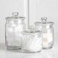 💎 organize and beautify your bathroom with whole housewares clear glass apothecary jars - set of 3 canisters for cotton storage logo