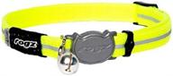 🐱 yellow rogz reflective nylon cat collar with breakaway clip, removable bell, and adjustable fit for most breeds logo