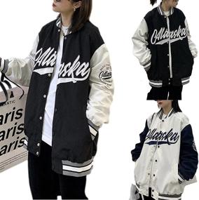 img 2 attached to Oversized Varsity Jackets Boyfriend Baseball Women's Clothing