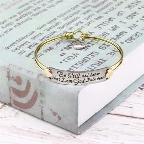 img 1 attached to 📿 Inspirational Friendship Bible Verse Bracelets - Vintage Brass Bangle Jewelry for the Brave