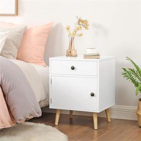 img 3 attached to 🛌 VASAGLE Side Table: Stylish Nightstand with Drawer for Bedroom, Living Room, and Office - White, 17.7 x 15.8 x 23.6 inches