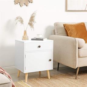 img 2 attached to 🛌 VASAGLE Side Table: Stylish Nightstand with Drawer for Bedroom, Living Room, and Office - White, 17.7 x 15.8 x 23.6 inches