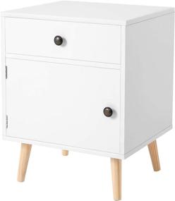 img 4 attached to 🛌 VASAGLE Side Table: Stylish Nightstand with Drawer for Bedroom, Living Room, and Office - White, 17.7 x 15.8 x 23.6 inches