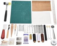 🧵 professional 42-piece leather craft tool set for artwork or diy projects: hand sewing, stitching, saddle making, stamping, rough edges trimmer - complete leather tools kit logo