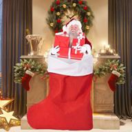 🧦 ccinee 44.98" jumbo stocking: festive red and white xmas hanging stocking for party decor логотип