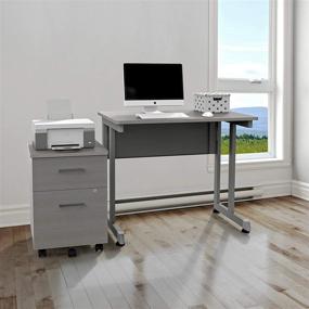 img 2 attached to 🖥️ Linea Italia Small Easy-to-Assemble Metal Computer Desk with Wood Top, 36" x 24" - Perfect Laptop Table for Home or Office in Ash