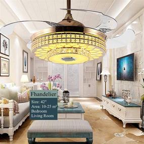 img 1 attached to RuiWing 42-inch Indoor Luxury Crystal Ceiling Fans with Bluetooth, LED Light, Retractable Blades, Remote Control, 3 Colors Switch, 3 Speeds, Music Player Chandelier, Silent Motor, and Light Kits Included