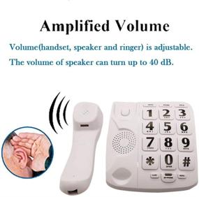 img 2 attached to 📞 JeKaVis J-P02 Large Button Corded Phone: Amplified Hearing Aid for Seniors, Wall Mountable Landline with Speakerphone and Speed Dial Memory in White