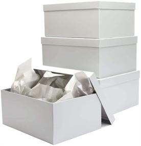 img 4 attached to 🎁 4PCS Matte Silver Nesting Gift Box Set by UNIQOOO - Rectangle Cardboard Storage Organizer Florist Rose Box with Rigid Lid, Durable and Reusable - Perfect for Gift Wrapping Holiday Presents, Christmas, Birthdays - Assorted Sizes (L-XL)