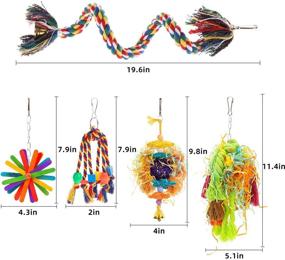 img 1 attached to RLRICH 5PACK Bird Chewing Toys: Colorful Foraging Shredders and Hanging Perches for Parrots - Rope Bungee Bird Toy