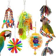 rlrich 5pack bird chewing toys: colorful foraging shredders and hanging perches for parrots - rope bungee bird toy logo