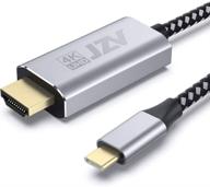 💻 usb c кабель hdmi длиной 6 футов - кабель jzv type c к hdmi [совместим с thunderbolt 3] - 4k, ipad pro 2018, macbook, surface pro 7, совместим с galaxy s20/s10, xps 13/15 - идеально подходит для работы из дома и не только логотип