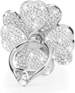 📱 стойка для пальца на телефоне с блестящим бриллиантом: nsiucion heart lucky clover phone ring kickstand holder [можно стирать] [съемная], 360° вращение кольцевого стенда с рукояткой из цинкового сплава для всех телефонов (серебро) логотип