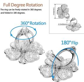 img 3 attached to 📱 Стойка для пальца на телефоне с блестящим бриллиантом: Nsiucion Heart Lucky Clover Phone Ring Kickstand Holder [Можно стирать] [Съемная], 360° вращение кольцевого стенда с рукояткой из цинкового сплава для всех телефонов (Серебро)