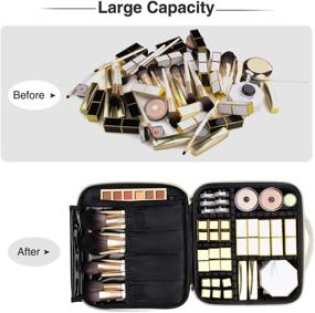 img 2 attached to 💄 Stylish and Practical Marble Makeup Bag with Adjustable Dividers - Ideal Travel Case for Cosmetics, Brushes, and Jewelry Organization