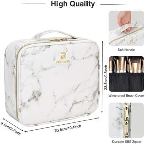 img 1 attached to 💄 Stylish and Practical Marble Makeup Bag with Adjustable Dividers - Ideal Travel Case for Cosmetics, Brushes, and Jewelry Organization