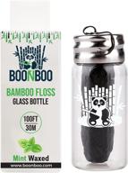 100ft/30m bamboo woven fiber dental floss with mint flavor in a glass bottle & cutting lid - biodegradable & sustainable boonboo floss logo