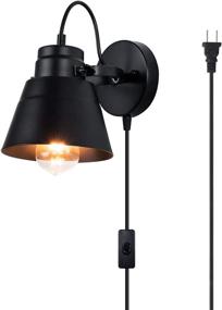 img 3 attached to 🔌 LBTSMUK Matte Black Plug-in Wall Sconce: Modern Rotatable Wall Lamp for Bedroom, Living Room, Reading, Kitchen, Laundry Room, Hotel