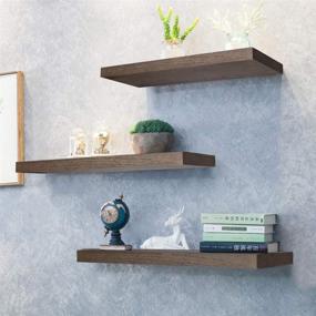 img 4 attached to 🪚 Kosiehouse Rustic Wood Floating Shelves - Set of 3 | Wall Mounted Decorative Display Ledge with Storage Rack | Ideal for Most Walls (Not Suitable for Plaster or Drywall)