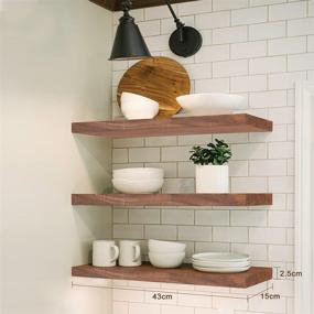 img 1 attached to 🪚 Kosiehouse Rustic Wood Floating Shelves - Set of 3 | Wall Mounted Decorative Display Ledge with Storage Rack | Ideal for Most Walls (Not Suitable for Plaster or Drywall)