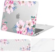 🌸 mosiso macbook air 13 inch case 2020-2018: prunus flower hard shell, keyboard cover, screen protector - transparent logo