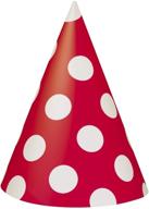 🎩 8 piece red polka dot party hats logo