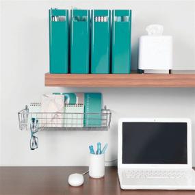 img 2 attached to 📂 mDesign Teal Blue File Folder Bin Storage Organizer - Vertical with Handle - Keep Your Office Neat and Tidy - Holds Notebooks, Binders, Envelopes, Magazines - 2 Pack