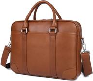 👜 stylish yogci leather briefcase messenger laptop bag in brown for business work - fits 13-15 inch computers logo