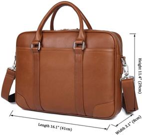 img 2 attached to 👜 Stylish YOGCI Leather Briefcase Messenger Laptop Bag in Brown for Business Work - Fits 13-15 Inch Computers