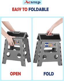 img 1 attached to 🪜 ACSTEP 13-Inch Folding Step Stool - Holds up to 300Lb | Lightweight Non-Slip Collapsible Stepping Stool | Sturdy for Adults, Safe for Kids | Grey, 1 Pack