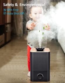 img 1 attached to 🌬️ 5.5L Cool Mist Humidifier - Ultrasonic Air Humidifiers for Bedroom, Large Room, and Office - Stepless Adjustment & Auto Shut Off - Up to 48H Long Lasting - Plant Humidifier for Indoor Whole Home - Black