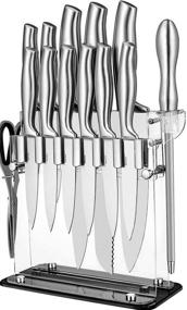 img 4 attached to 🔪 Premium 14-Piece Knife Set: High Carbon Stainless Steel, Super Sharp Blades, Acrylic Stand, and Steak Knives included