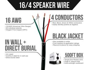 img 3 attached to 🔊 Провод колонок V16/4 - 16 AWG / сечение 4 проводника - Сертифицирован UL для установки в стену (CL2 / CL3) и на открытом воздухе / в земле (прямое зарытие) - Медь без кислорода (OFC) - Кабель на 500фт в бобине - Черный