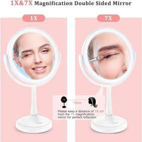 img 3 attached to 🔆 Highly Functional Double-Sided Lighted Makeup Mirror - 7X Magnification, 8.5" Illuminated Mirror with 60 LED Lights, 3 Lighting Modes, Dimmable Touch Screen