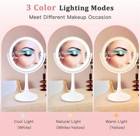 img 2 attached to 🔆 Highly Functional Double-Sided Lighted Makeup Mirror - 7X Magnification, 8.5" Illuminated Mirror with 60 LED Lights, 3 Lighting Modes, Dimmable Touch Screen