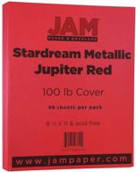 🔴 jam paper metallic 110lb cardstock - 8.5 x 11 coverstock - 298 gsm - jupiter red stardream metallic - pack of 50 sheets logo