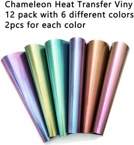 img 3 attached to 👕 12 Pack Chameleon HTV Heat Transfer Vinyl 12"x10" Iron on Vinyl Sheets for T-Shirt, 6 Assorted Gradient Change Colors HTV Vinyl, Compatible with Cricut, Silhouette Cameo (12 Pack Chameleon)