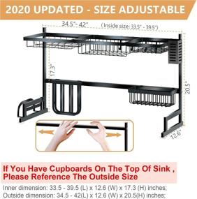 img 3 attached to 🔀 Adjustable Over the Sink Dish Drying Rack - Large Dish Rack Drainer for Kitchen Organization, Storage Space Saver Shelf Holder with 7 Utility Hooks (32-39.5 inch Sink Size)