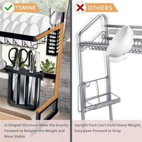 img 1 attached to 🔀 Adjustable Over the Sink Dish Drying Rack - Large Dish Rack Drainer for Kitchen Organization, Storage Space Saver Shelf Holder with 7 Utility Hooks (32-39.5 inch Sink Size)