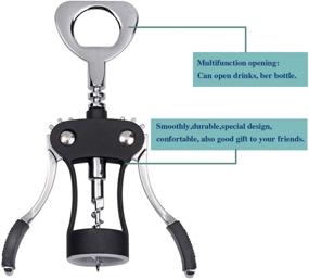 img 2 attached to 🍷 Wing Corkscrew, Ilyever Wine Opener with Bottle Stopper - Multifunctional Corkscrew Opener Remover for Home, Kitchen, Restaurant, Party - Premium Bottler Opener as Gift (Black)