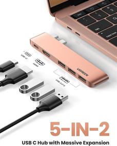 img 3 attached to 💻 UGREEN USB C Hub for MacBook Pro - USB Type C to 4K HDMI, Thunderbolt 3, 100W Power Delivery, 3 USB 3.0 Port Adapter Dock Station - MacBook Air M1 2020 2019 2018, MacBook Pro M1 2019 2018 2017 - Gold