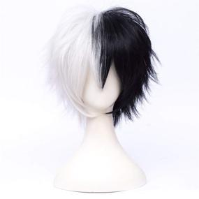 img 3 attached to 🎭 Max Beauty Anime Short Cosplay Wigs With Bangs: Heat Resistant Hair for Party & Halloween with Bonus Cap - Unisex Two Tone Design