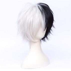 img 2 attached to 🎭 Max Beauty Anime Short Cosplay Wigs With Bangs: Heat Resistant Hair for Party & Halloween with Bonus Cap - Unisex Two Tone Design