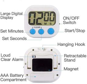 img 2 attached to ⏰ 4 Pack Digital Kitchen Timers with Loud Alarm, ON/Off Switch, Big Digits, Strong Magnetic, Simple Operation - Ideal for Cooking, Kids, Classroom, Meeting