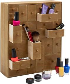 img 2 attached to 📦 HYGGEHAUS Rustic Jewelry and Makeup Organizer Countertop - Storage Apothecary Cabinet with Wooden Drawers - Craft Organizer, Handmade Wooden Cabinet - 12.5in x 14.5in x 4in