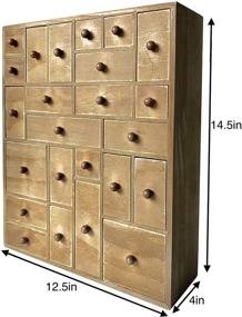 img 3 attached to 📦 HYGGEHAUS Rustic Jewelry and Makeup Organizer Countertop - Storage Apothecary Cabinet with Wooden Drawers - Craft Organizer, Handmade Wooden Cabinet - 12.5in x 14.5in x 4in
