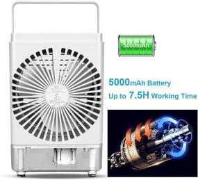 img 1 attached to TDONE Portable Air Conditioner with 5000mAh Battery | Personal Air Cooler 800ML Water Tank | 1H/2H/4H/8H Timer | 3 Speeds/Modes | Small Air Conditioner for Bedroom, Home, Office