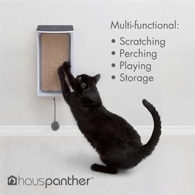 img 1 attached to 🐱 Maximize Feline Fun and Neatness with Primetime Petz Hauspanther CATchall: Wall Mounted Cat Scratcher Toy Storage & Perch