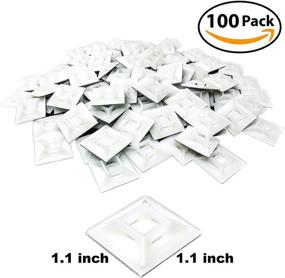 img 1 attached to 🔗 100 Pack Premium Large Zip Tie Mounts by Nova Supply - Pro-Grade UV White Cable Tie Bases: 1.1 in x 1.1 in. Screw-Hole Anchor Point for High-Strength and Long-Term Durability